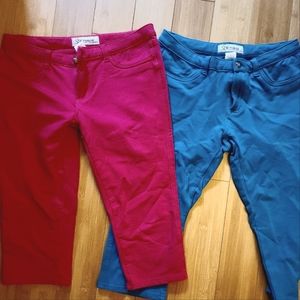 2 Pairs Large JW Maxx Stretch Capris; pink and blue